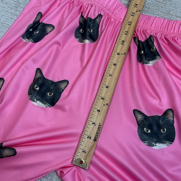 PetFace Pajamas All Over Black Cat Print Lounge Pants Women Size 2XL Barbie Pink - Picture 6 of 9